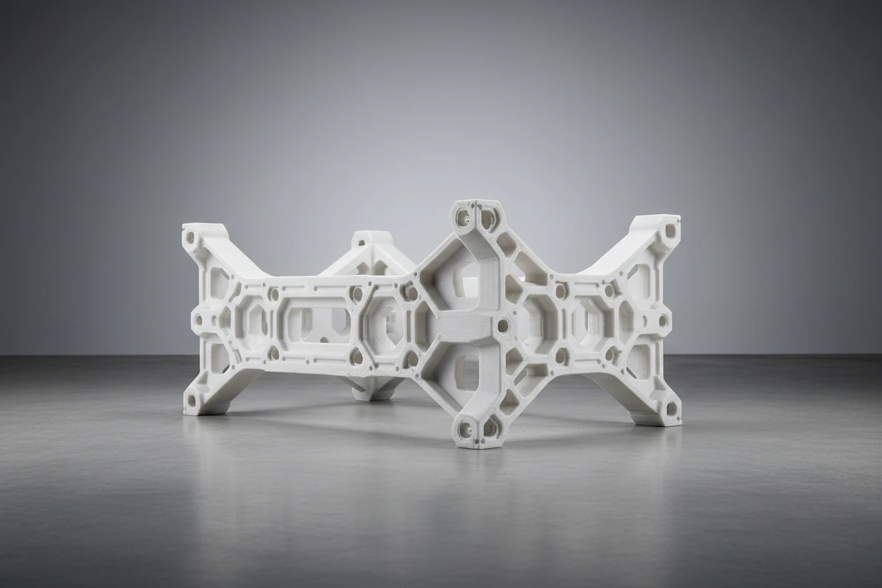 3D-gedruckter Funktionsprototyp aus weißem Nylon für Automotiv-Anwendung