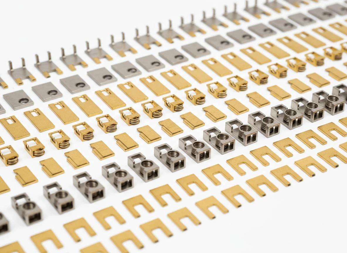 Gestanzte und gebogene Kontaktleisten und Federkontakte für Elektroniksteckverbinder