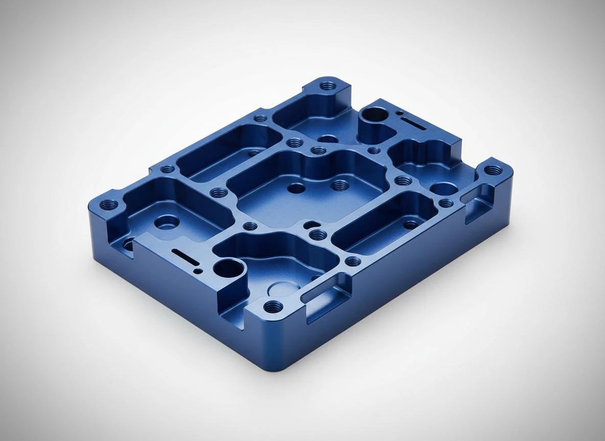 Präzises CNC-Frästeil aus Aluminium mit anodisierter blauer Oberfläche